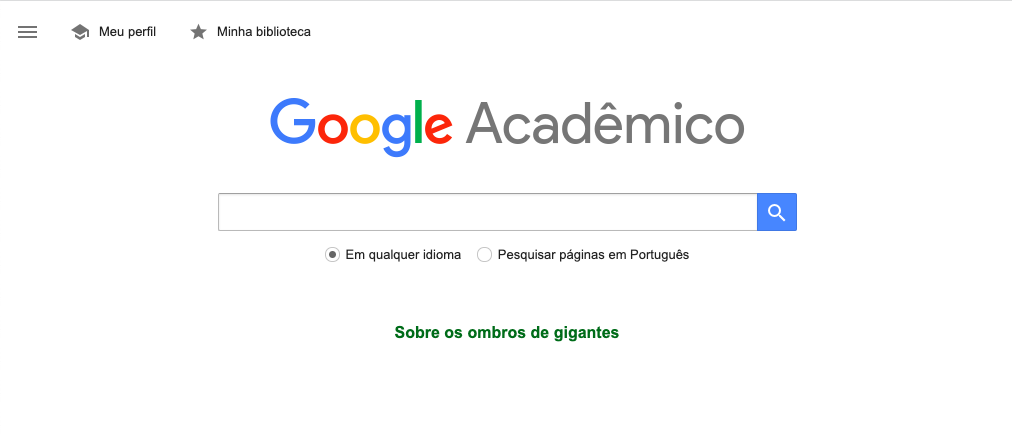 Tela de busca do google acadêmico