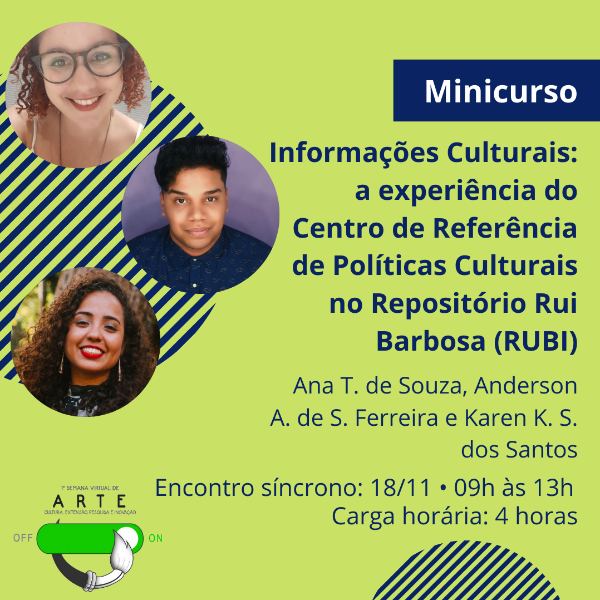 M14: Informações Culturais: a experiência do Centro de Referência de Políticas Culturais no Repositório Rui Barbosa (RUBI) - Síncrono
