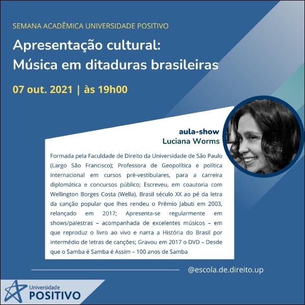 Apresentação cultural - Música em ditaduras brasileiras: aula-show com Luciana Worms