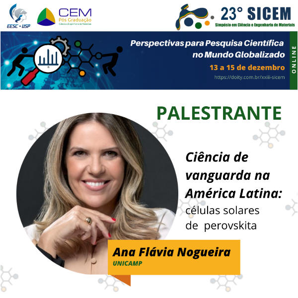 Palestra  "Ciência de vanguarda na América Latina: células solares de perovskita" - Dra. Ana Flávia Nogueira (Unicamp)