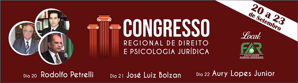 III CONGRESSO REGIONAL DE DIREITO E PSICOLOGIA JURÍDICA