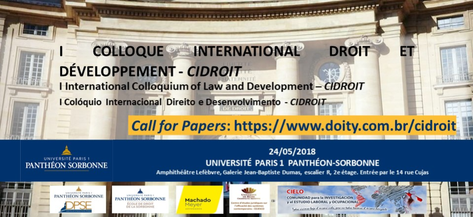 I Colloque International Droit et Développement - CIDROIT : LES DÉFIS GLOBAUX POUR LE DROIT CONTEMPORAIN