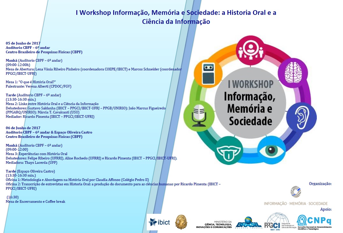 I WORKSHOP INFORMAÇÃO, MEMÓRIA E SOCIEDADE: a história oral e a Ciência da Informação (C.I.)